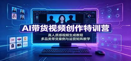 AI带货视频创作特训营：真人质感视频生成教程，多品类带货案例与运营矩阵教学