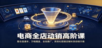 电商全店动销高阶课：整合直通车、万相魔盒、全站推广，系统化搭建店铺长效动销方案