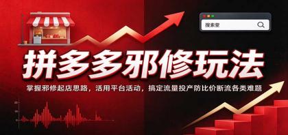拼多多邪修玩法：掌握邪修起店思路，活用平台活动，搞定流量投产防比价断流各类难题